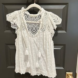 Ulla Johnson, white eyelet blouse